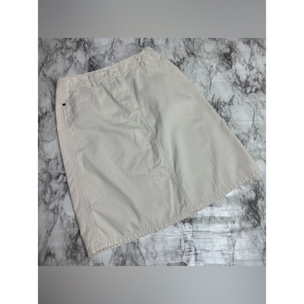 Talbots Petite size 6 100% cotton vintage 90s Y2K Cream ALine Skirt casual